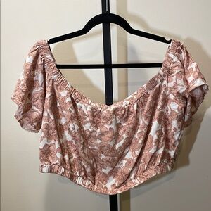 Abercrombie & Fitch Pink Off the Shoulder Crop Blouse